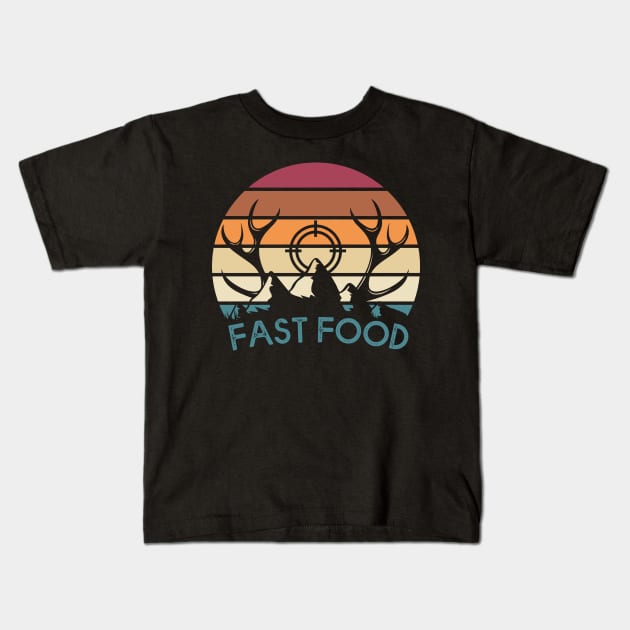Funny Hunter Fast Food Kids T-Shirt by MasliankaStepan